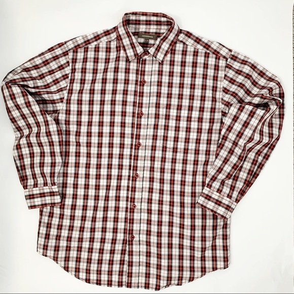 Denver Hayes Navy/Red Plaid Men’s Button Down - LG - Picture 2 of 6